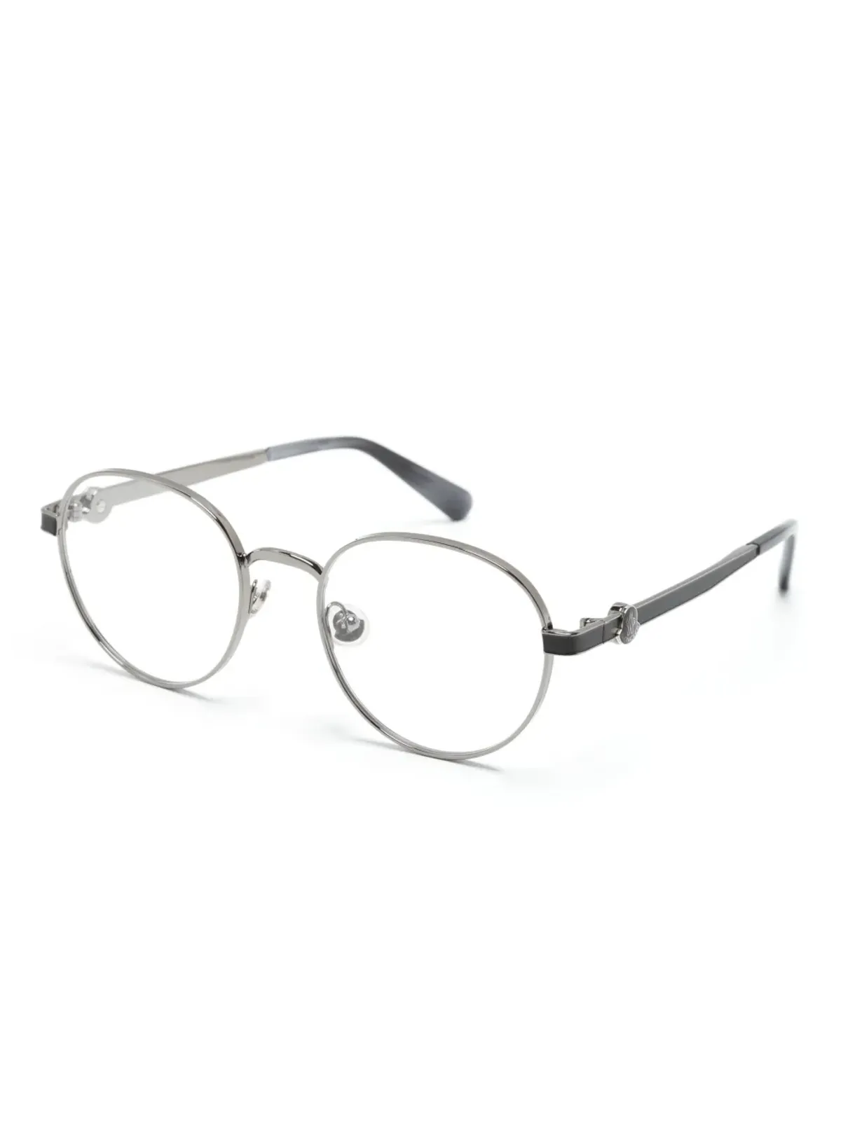 Moncler Eyewear ロゴプレート入りオーバルフレーム眼鏡（シルバー） - 画像2