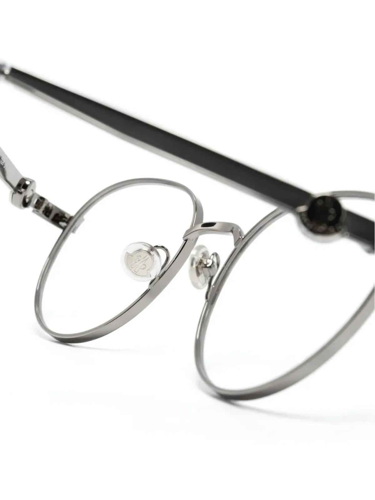 Moncler Eyewear ロゴプレート入りオーバルフレーム眼鏡（シルバー） - 画像3