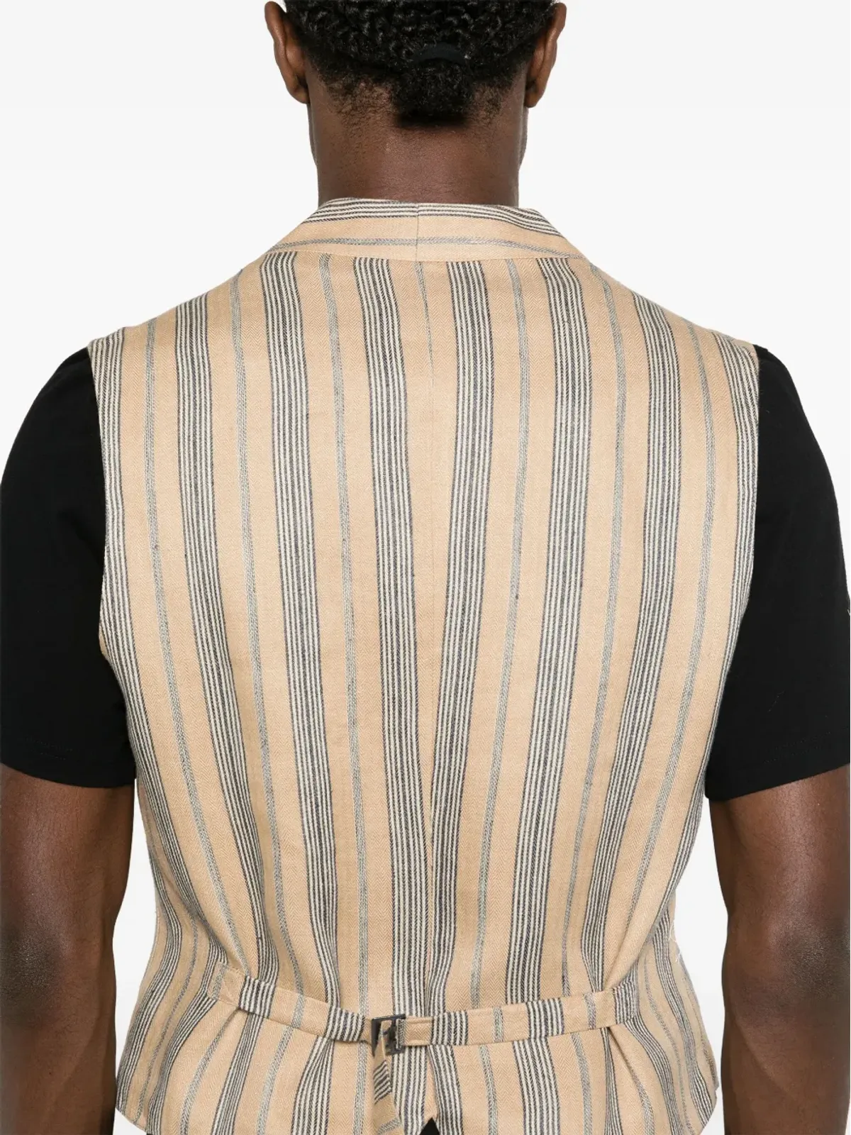 Romeo Gigli Pre-Owned 1990年代ストライプヘリンボーンベスト - Neutrals - 画像5