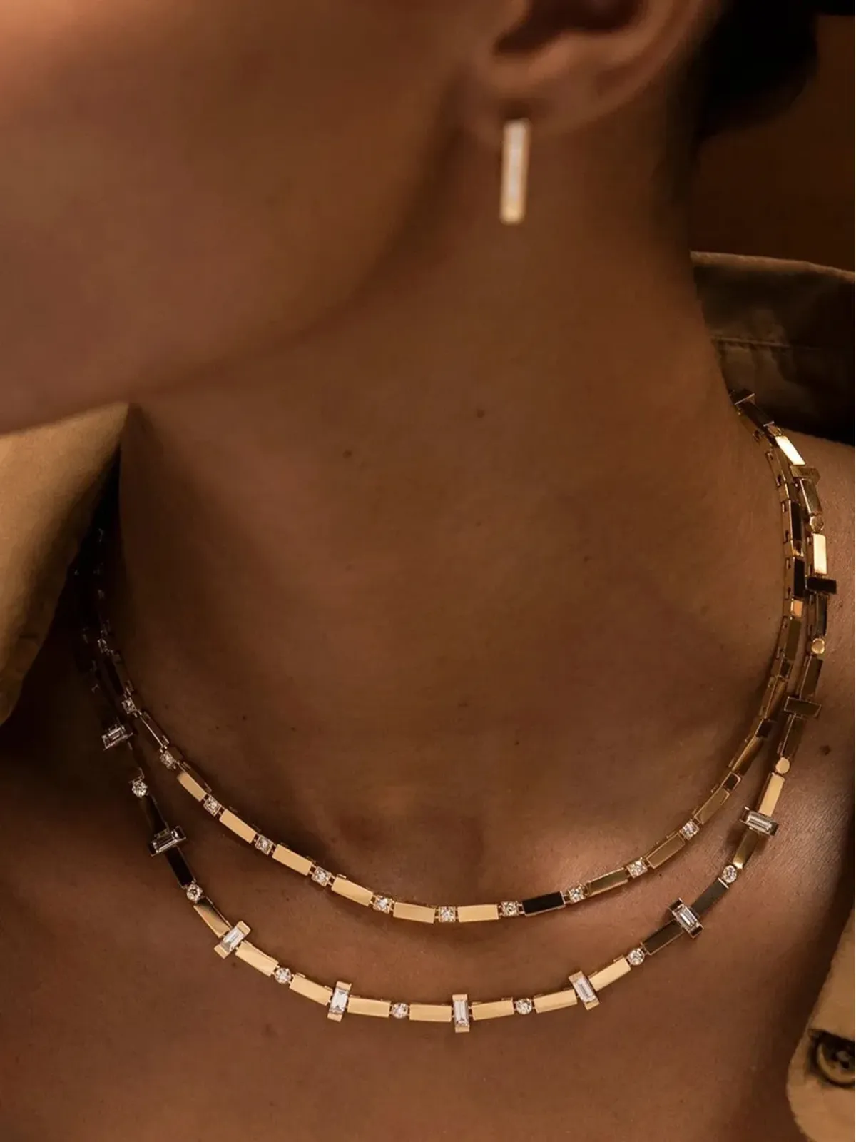 Azlee 18kt イエローゴールド ダイヤモンド チェーン ネックレス - 画像2