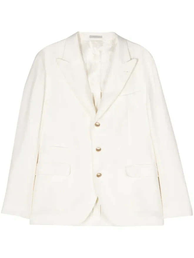 Brunello Cucinelli Brunello Cucinelli シングルブレスト ツイル ブレザー - ニュートラルカラーの商品画像