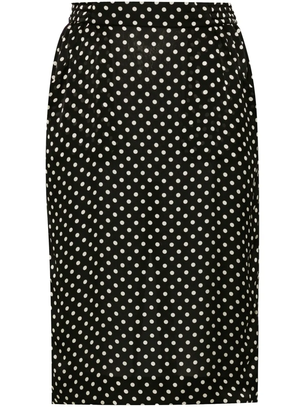 Saint Laurent ポルカドット シルク ミディスカート ブラック - 画像1