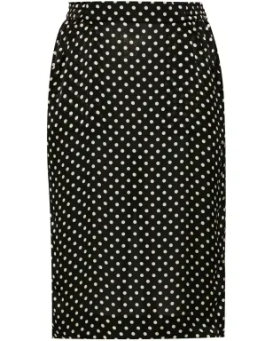 Saint Laurent ポルカドット シルク ミディスカート ブラック - サムネイル1