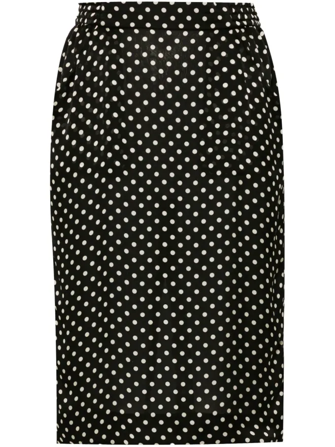 Saint Laurent Saint Laurent ポルカドット シルク ミディスカート ブラックの商品画像