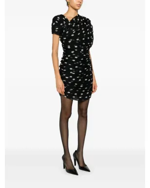 Saint Laurent ポルカドット ミニドレス - ブラック - サムネイル3