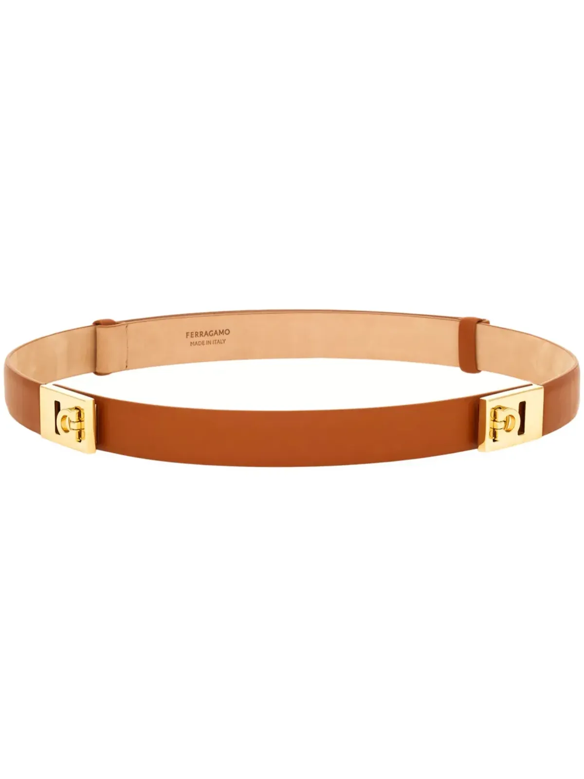 Ferragamo アジャスタブル ハグ レザー ベルト - ブラウン - 画像1