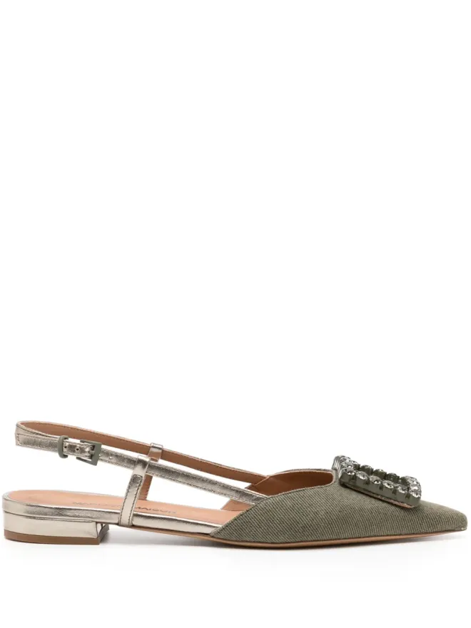 Madison.Maison Madison.Maison カーキ/ゴールドのスリングバックフラットの商品画像
