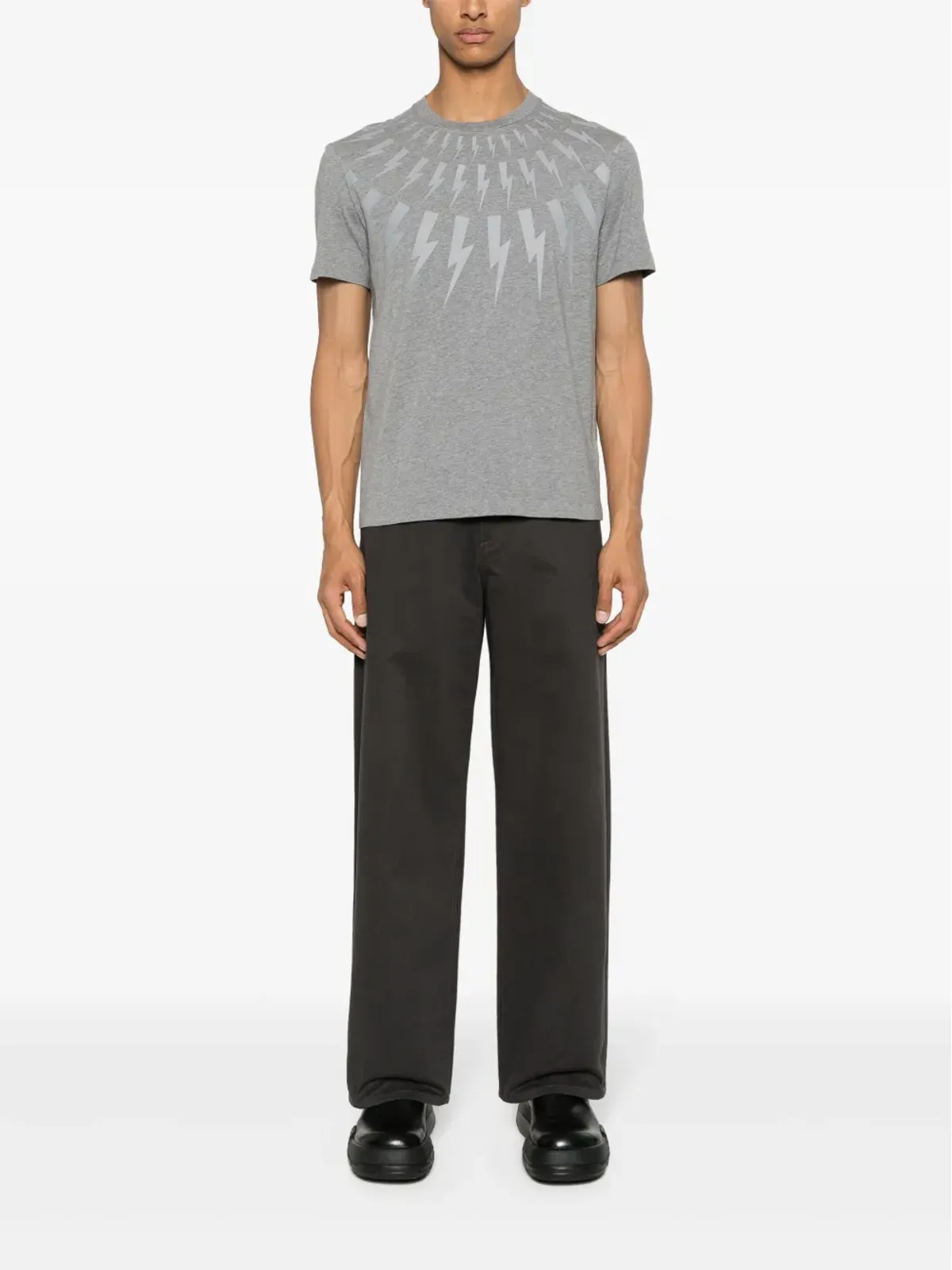 Neil Barrett ボルトプリント コットン Tシャツ - 画像2