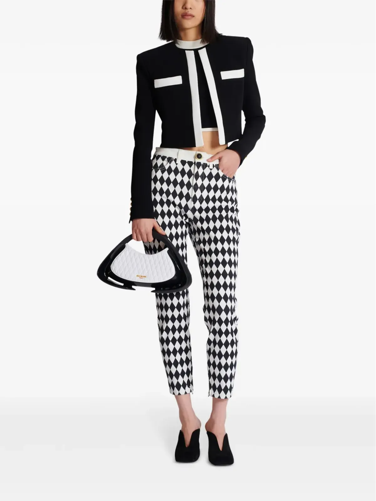 Balmain Spencer クリープクロップドジャケット - ブラック - 画像2