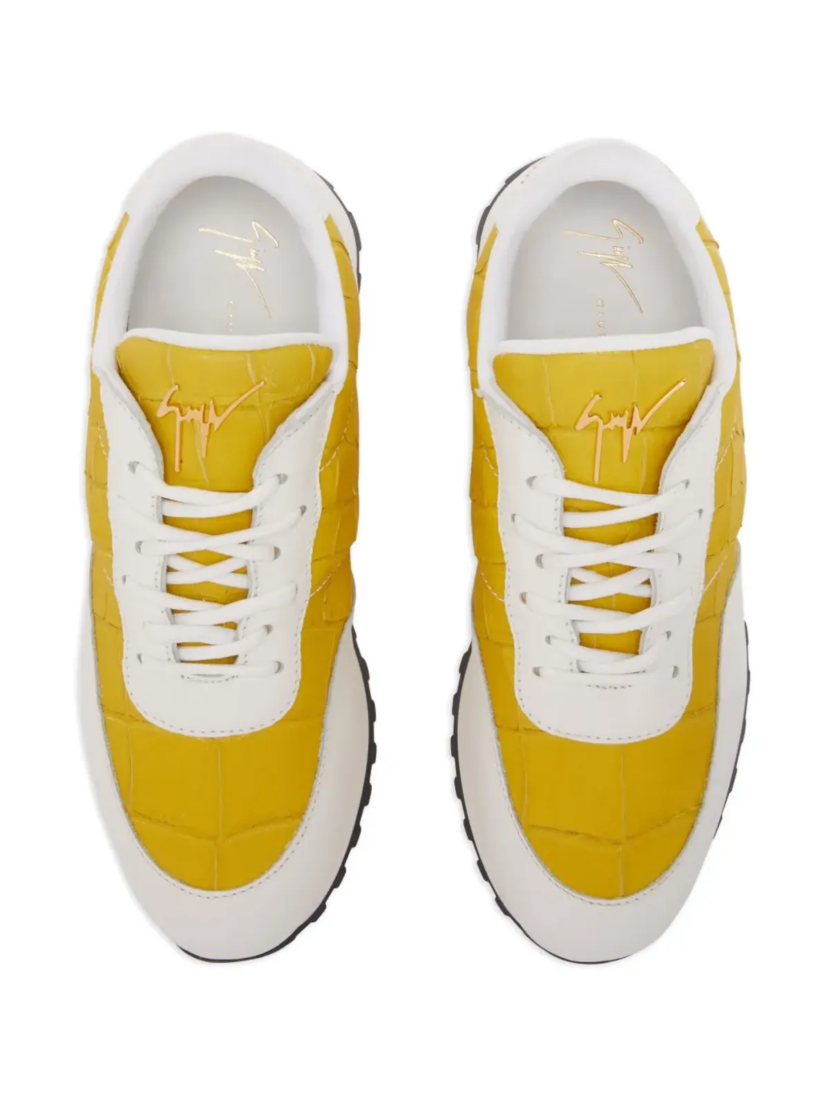 Giuseppe Zanotti ジミ クロコダイル型押しレザー スニーカー - イエロー - 画像4