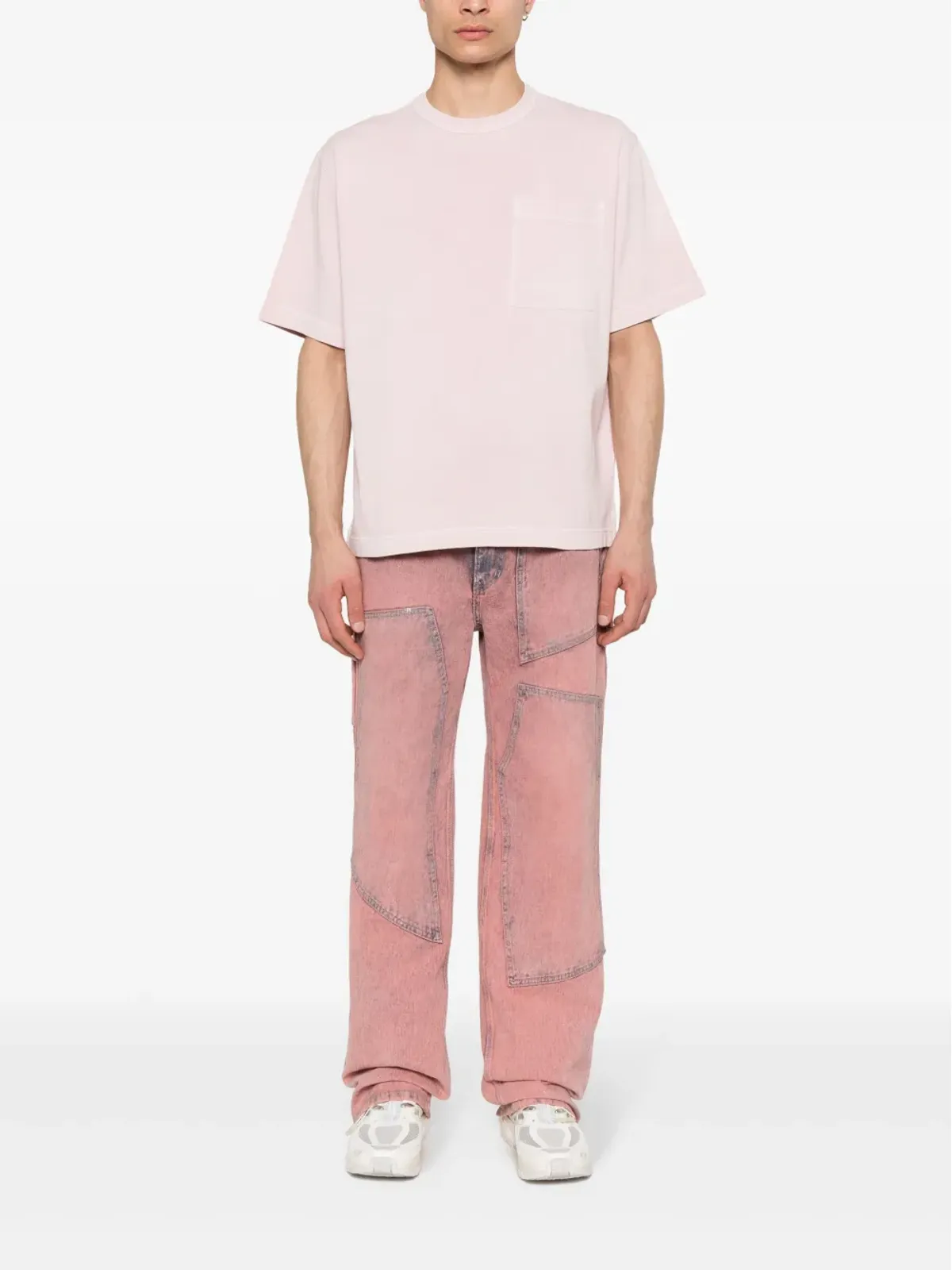 Stone Island ロゴプリント コットンTシャツ ピンク - 画像2