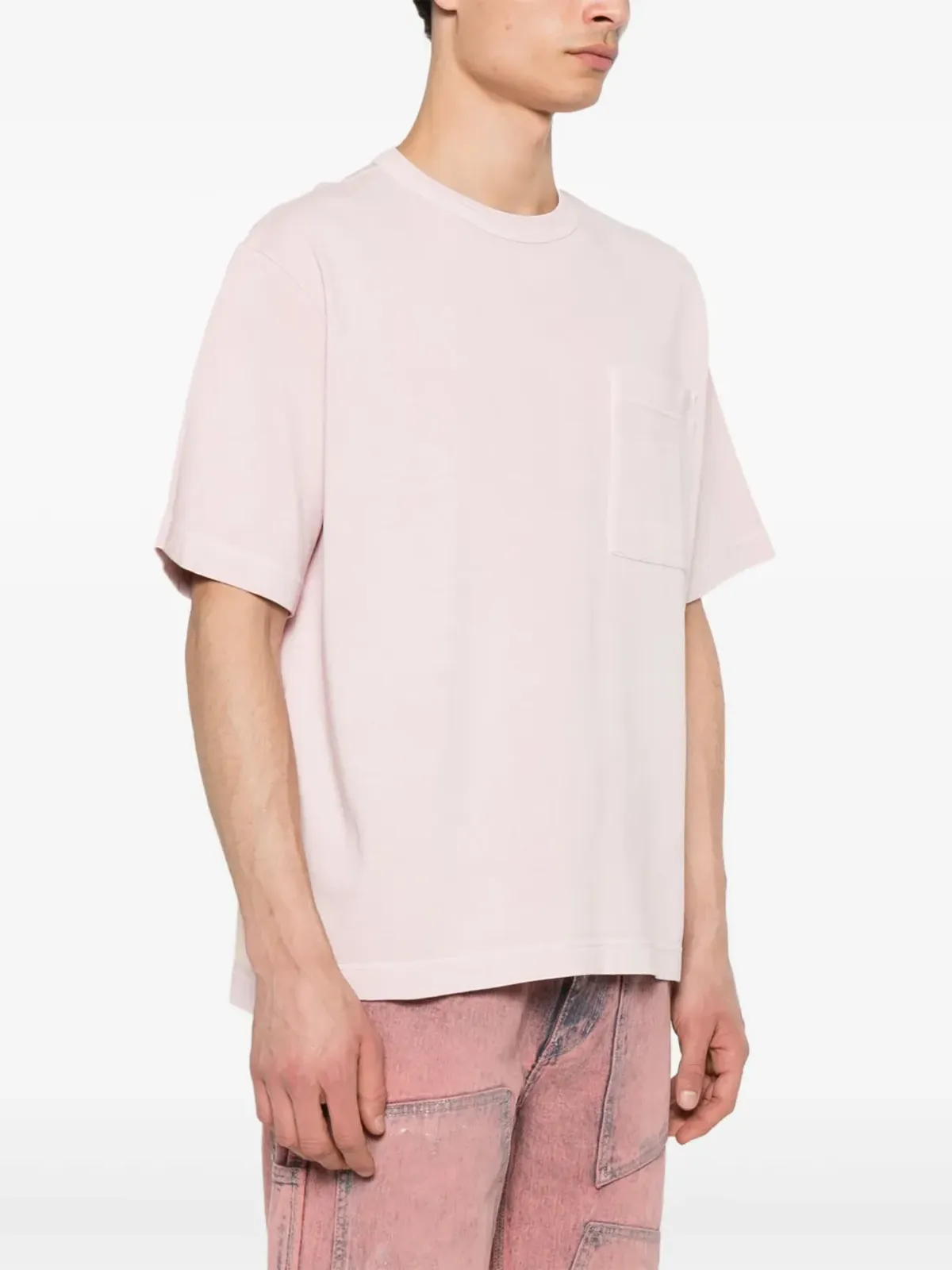 Stone Island ロゴプリント コットンTシャツ ピンク - 画像3