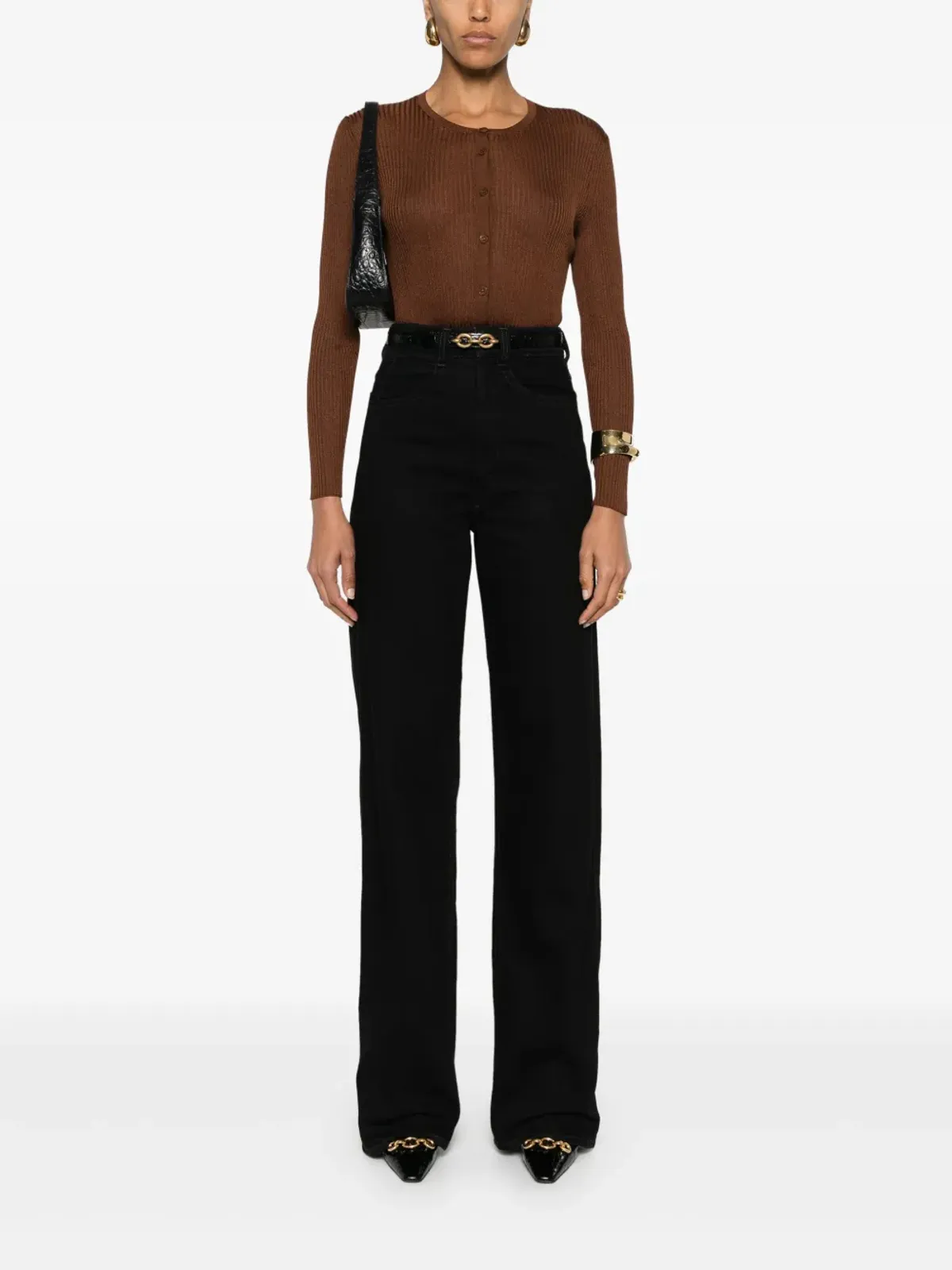 TOM FORD ラウンドネック リブ編み カーディガン - 画像2