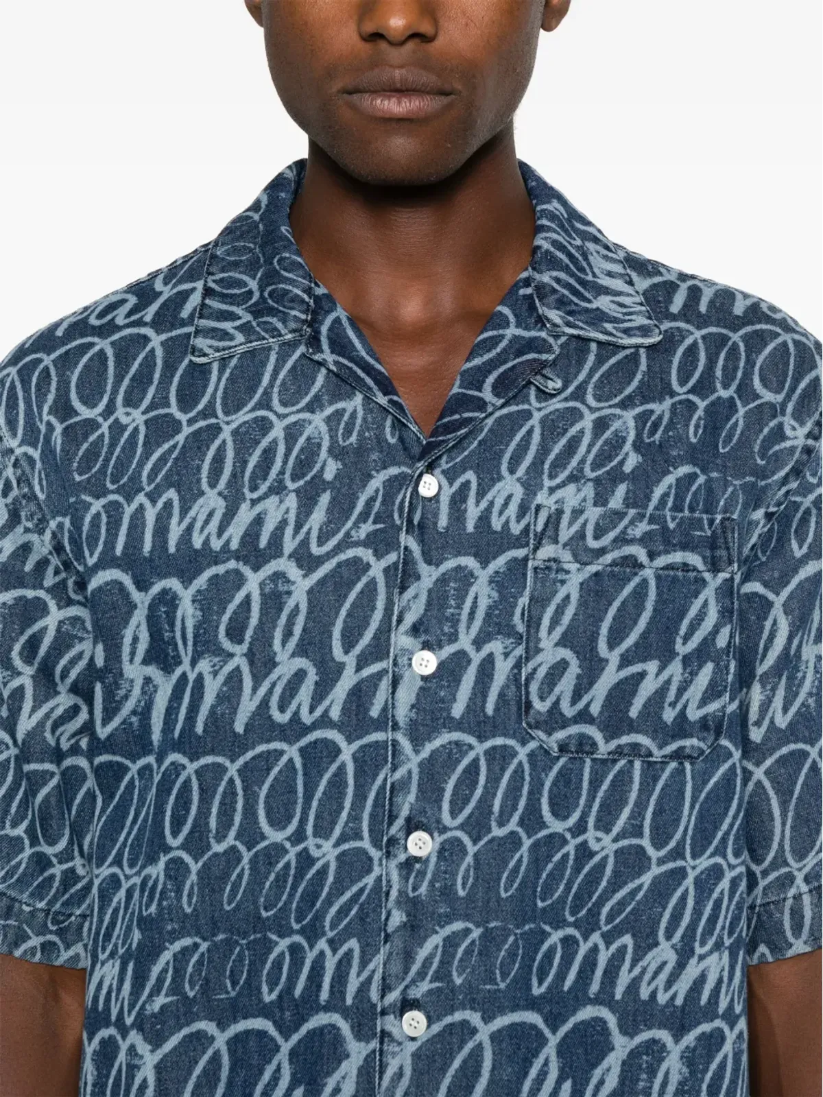 Marni echoes-print デニムシャツ - ブルー - 画像5