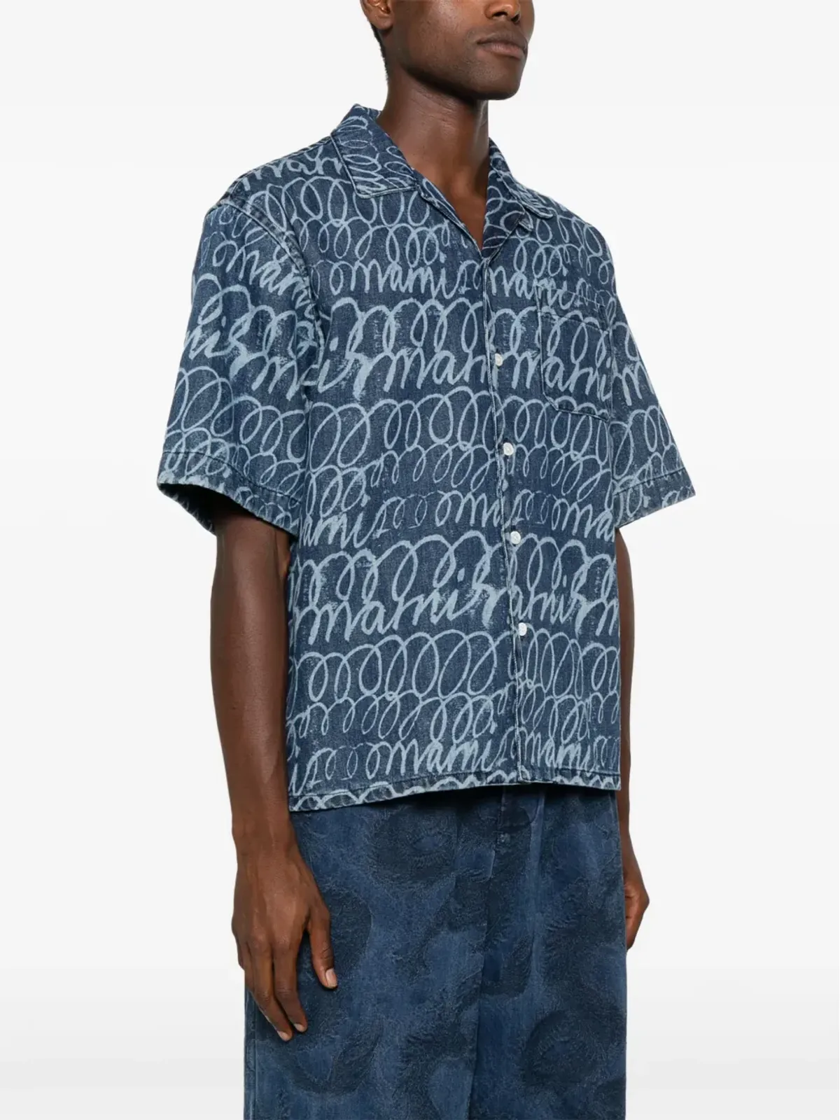 Marni echoes-print デニムシャツ - ブルー - 画像3