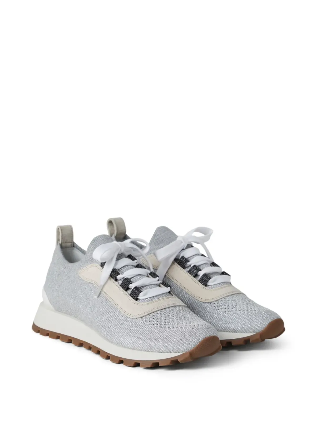 Brunello Cucinelli パネル付きレースアップスニーカー - グレー - 画像2