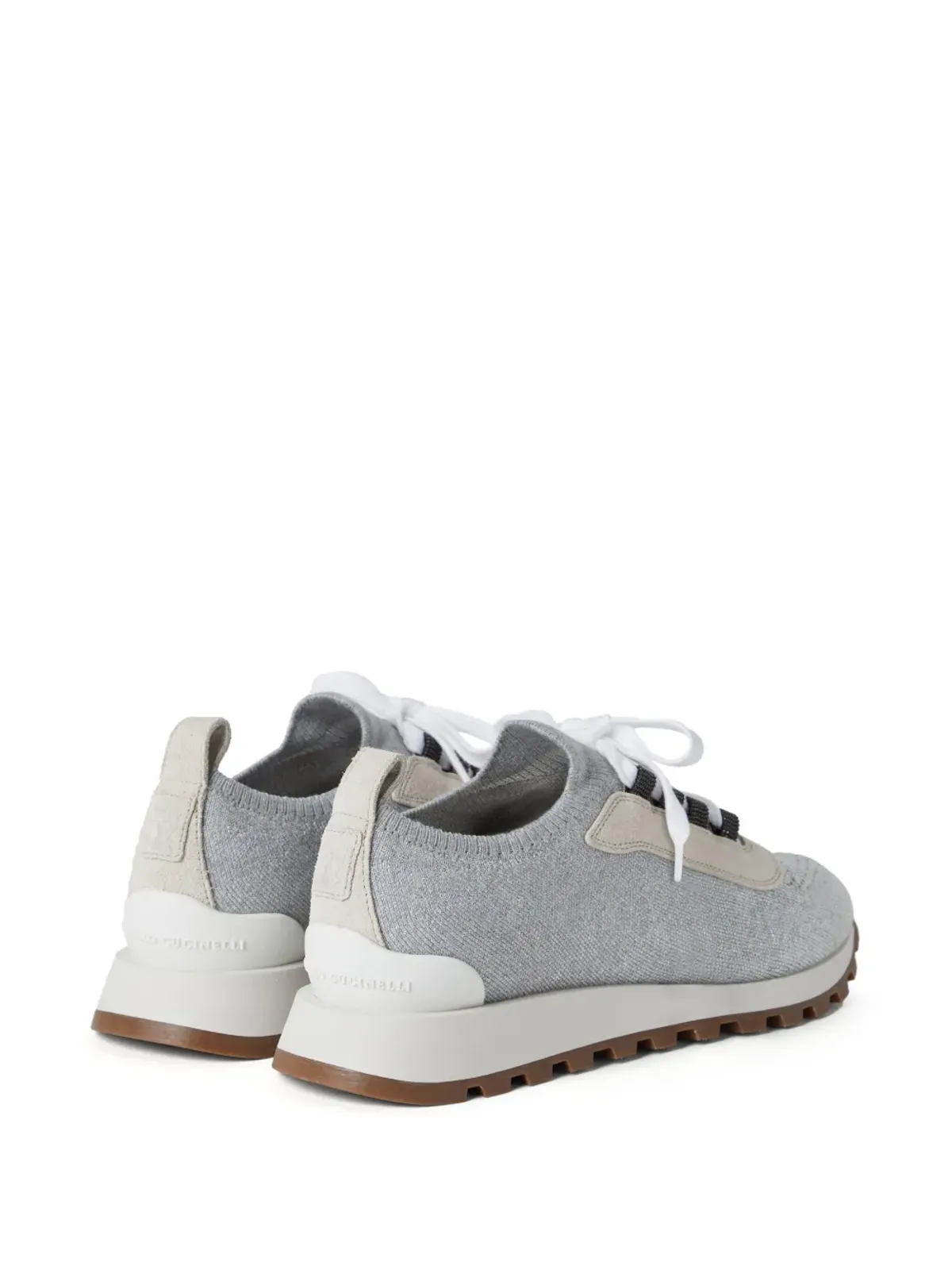 Brunello Cucinelli パネル付きレースアップスニーカー - グレー - 画像3