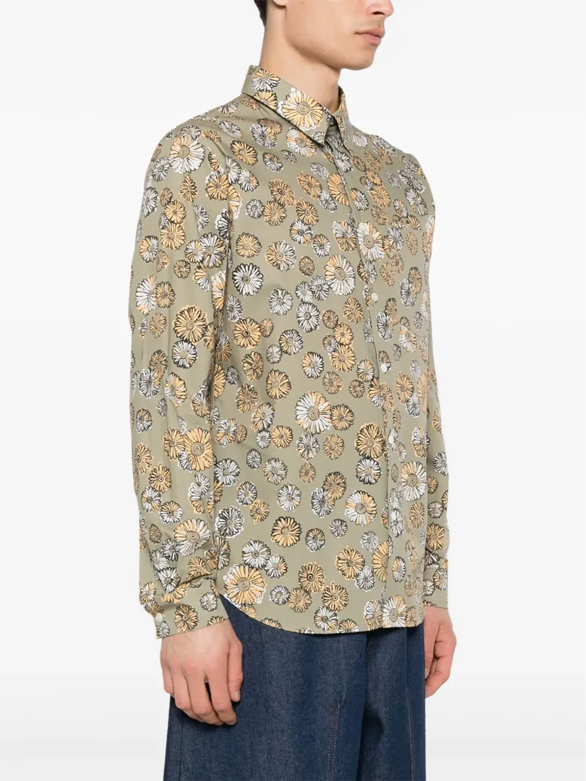 Maison Kitsuné 花柄プリント コットンシャツ グリーン - 画像3