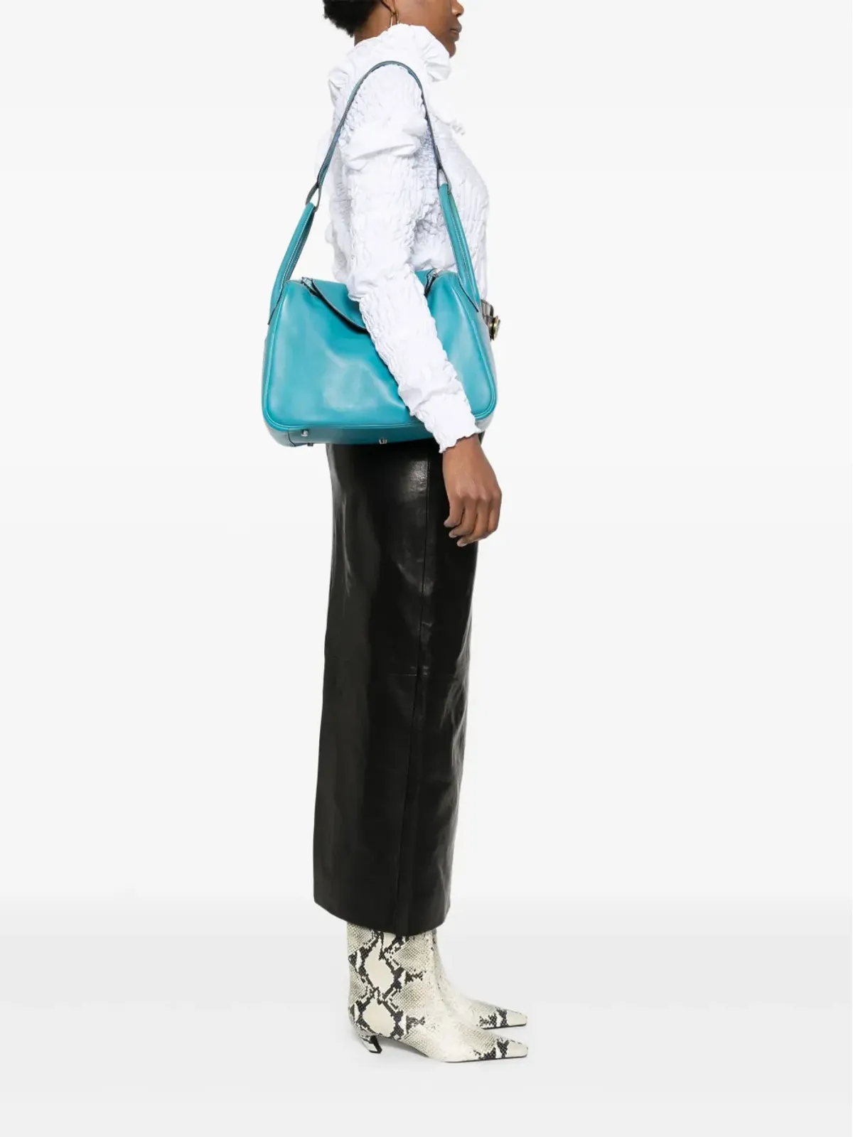 Hermès ビンテージ 2007 Lindy レザー トートバッグ - ブルー - 画像2