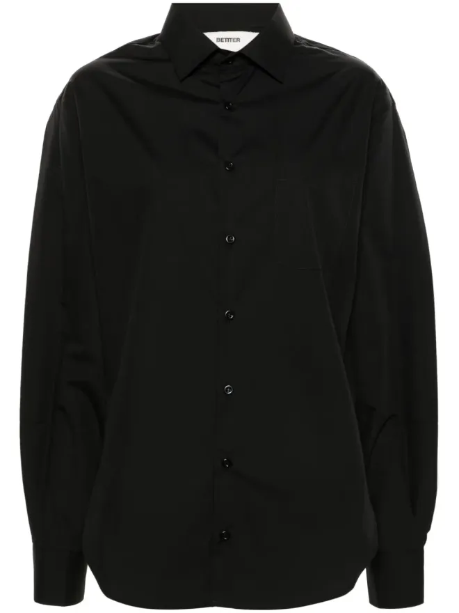 BETTTER BETTTER アシンメトリック ポプリン シャツ ブラックの商品画像