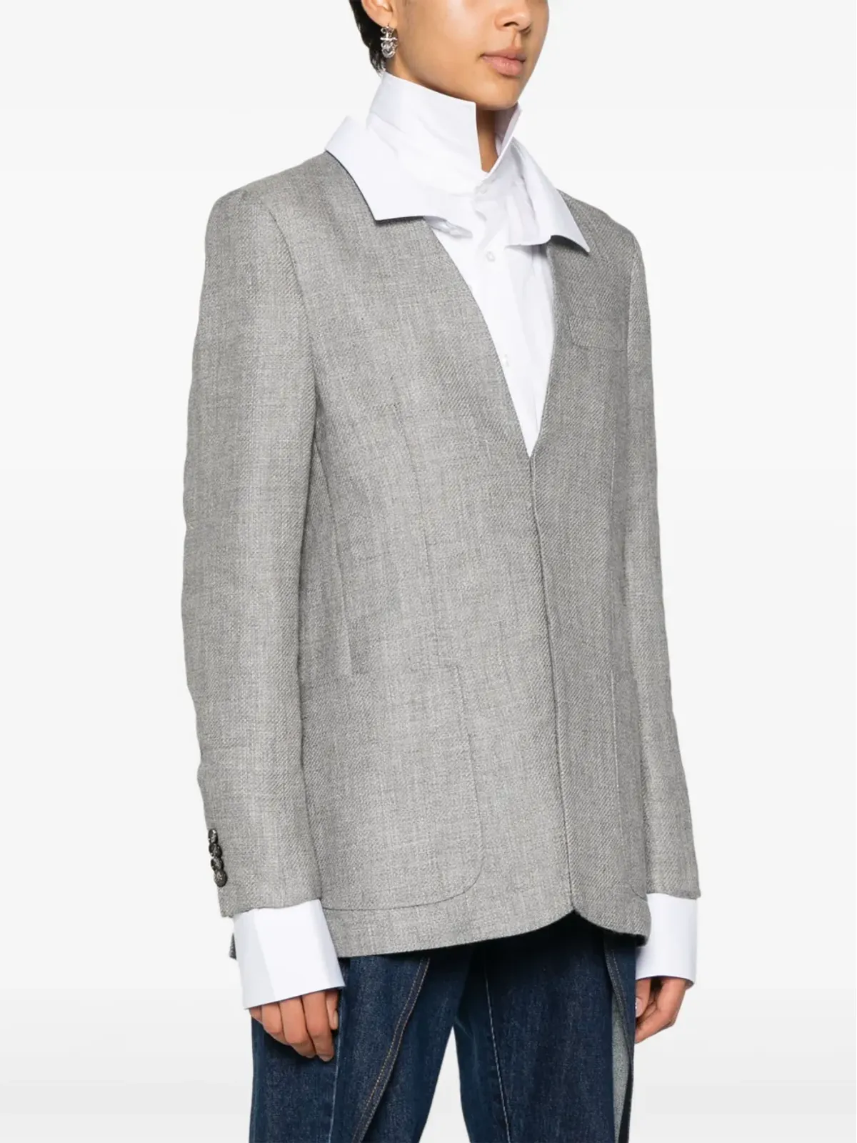 BETTTER x Zegna ノーカラーVネック ブレザー - 画像3