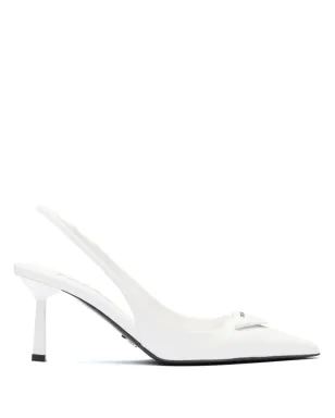 Prada 75mmパテントレザー・スリングバックパンプス ホワイト - サムネイル1