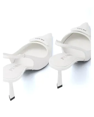 Prada 75mmパテントレザー・スリングバックパンプス ホワイト - サムネイル4