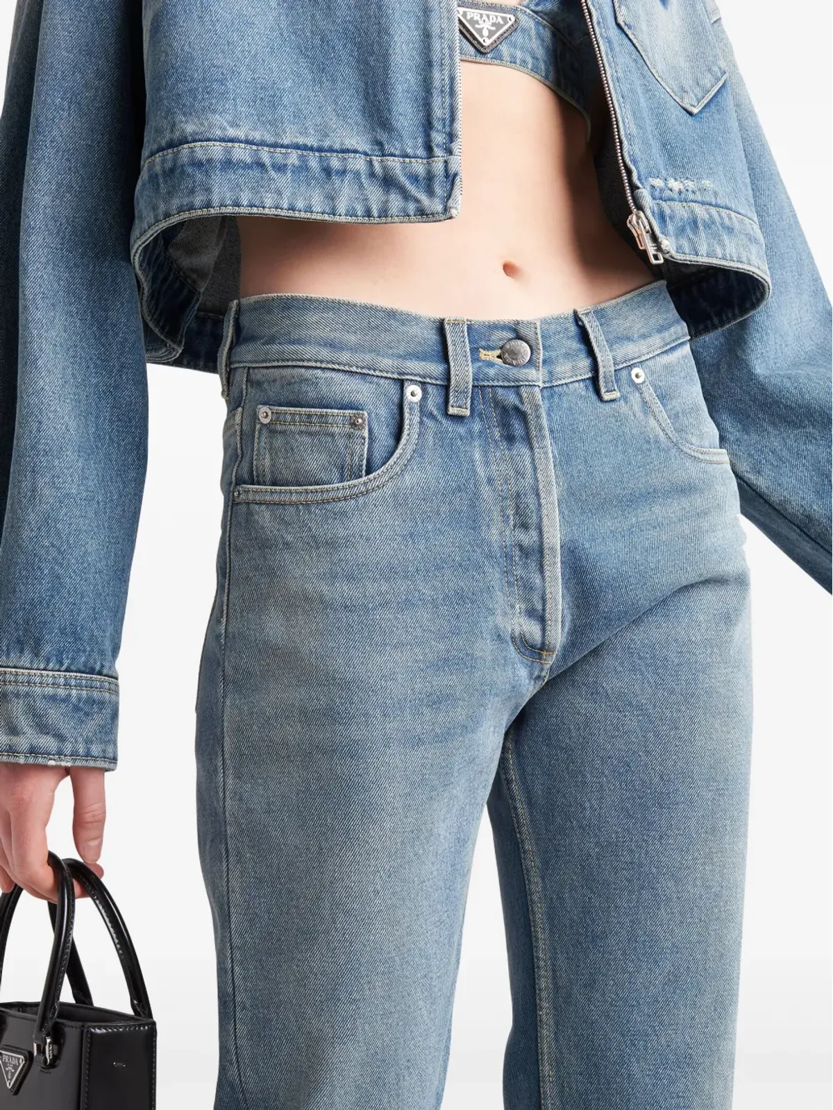 Prada ローライズ オーガニックデニム ジーンズ ブルー - 画像5