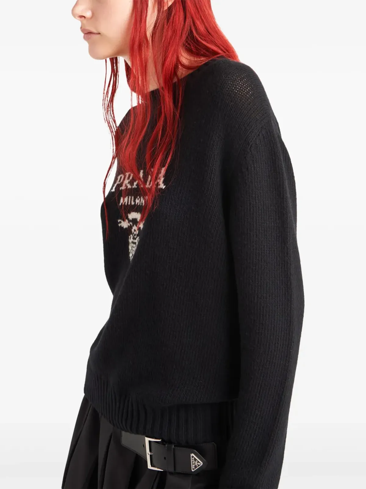 Prada ロゴ クルーネック セーター - ブラック - 画像5