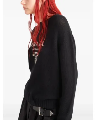 Prada ロゴ クルーネック セーター - ブラック - サムネイル5