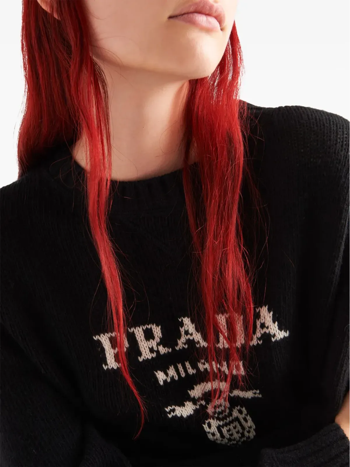 Prada ロゴ クルーネック セーター - ブラック - 画像4