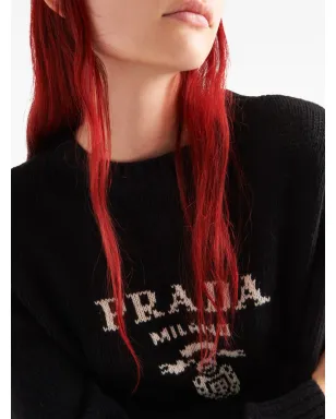 Prada ロゴ クルーネック セーター - ブラック - サムネイル4