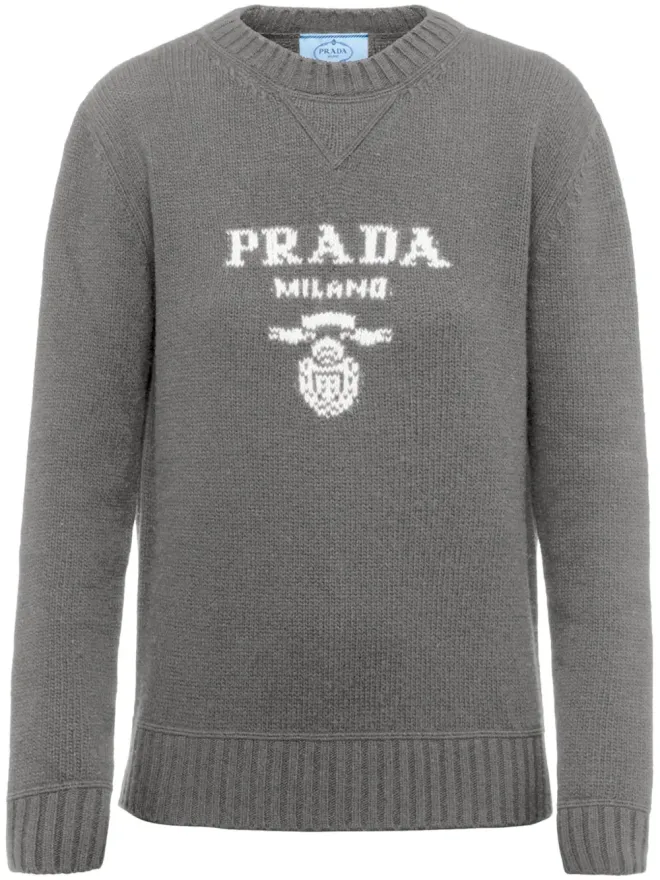 Prada Prada ロゴ入りインターシャ カシミアセーター - グレーの商品画像