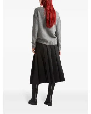 Prada ロゴ入りインターシャ カシミアセーター - グレー - サムネイル3