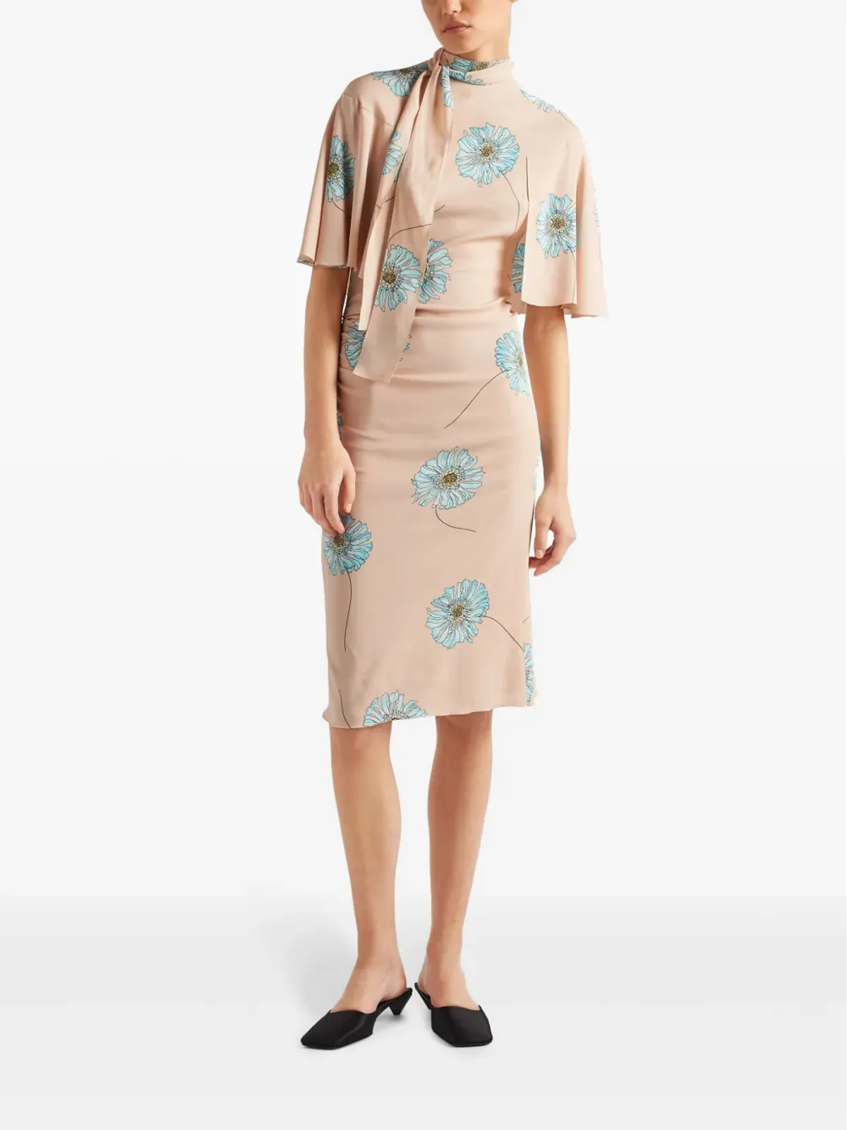 Prada フローラルプリント ペンシルドレス - ニュートラルカラー - 画像2
