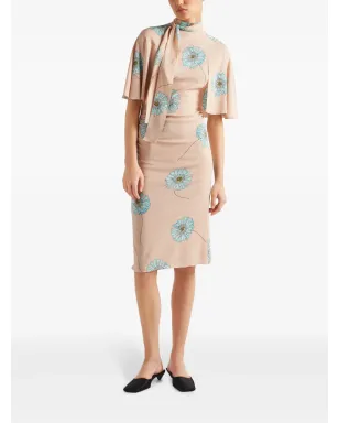 Prada フローラルプリント ペンシルドレス - ニュートラルカラー - サムネイル2