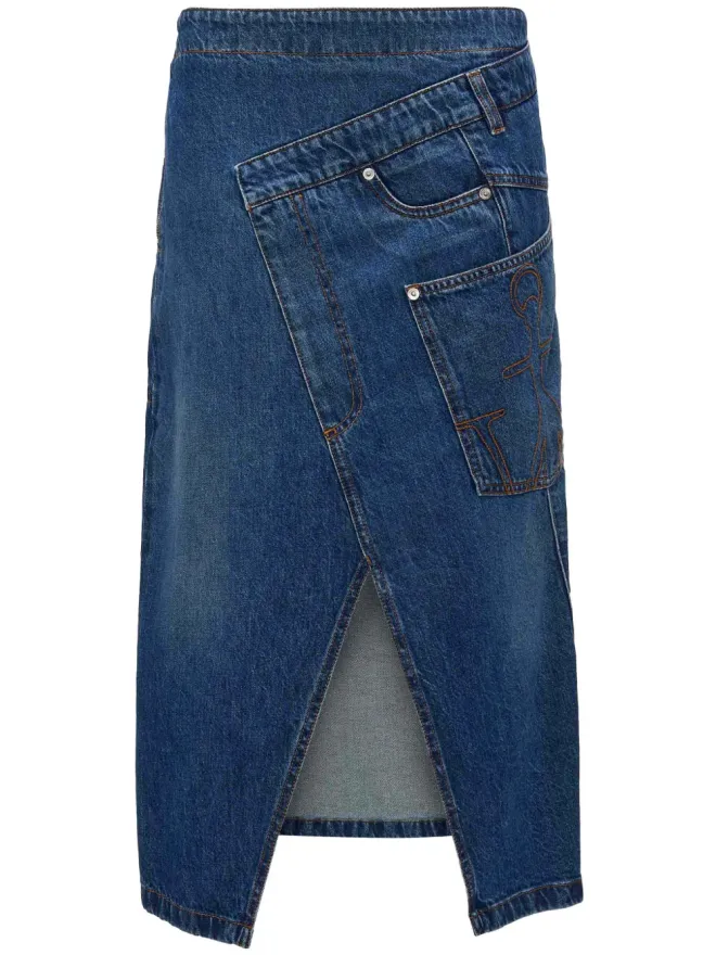 JW Anderson JW Anderson ラップデザイン デニムスカート ブルーの商品画像
