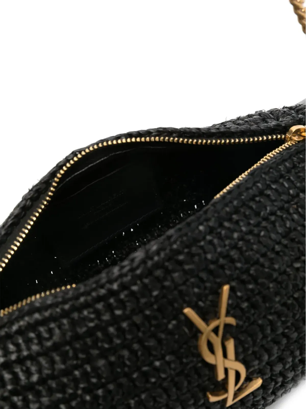Saint Laurent 小さめ Sade ラフィア ショルダーバッグ - ブラック - 画像5