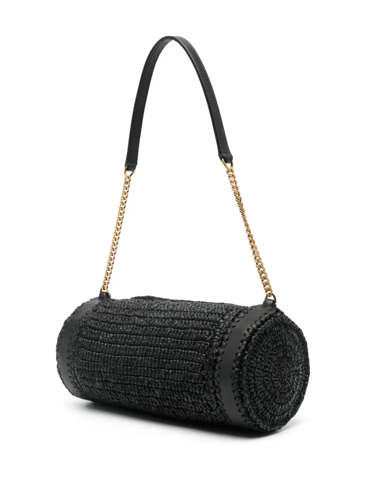 Saint Laurent 小さめ Sade ラフィア ショルダーバッグ - ブラック - 画像3
