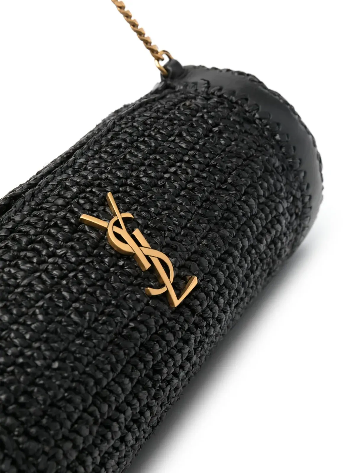 Saint Laurent 小さめ Sade ラフィア ショルダーバッグ - ブラック - 画像4