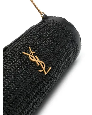 Saint Laurent 小さめ Sade ラフィア ショルダーバッグ - ブラック - サムネイル4