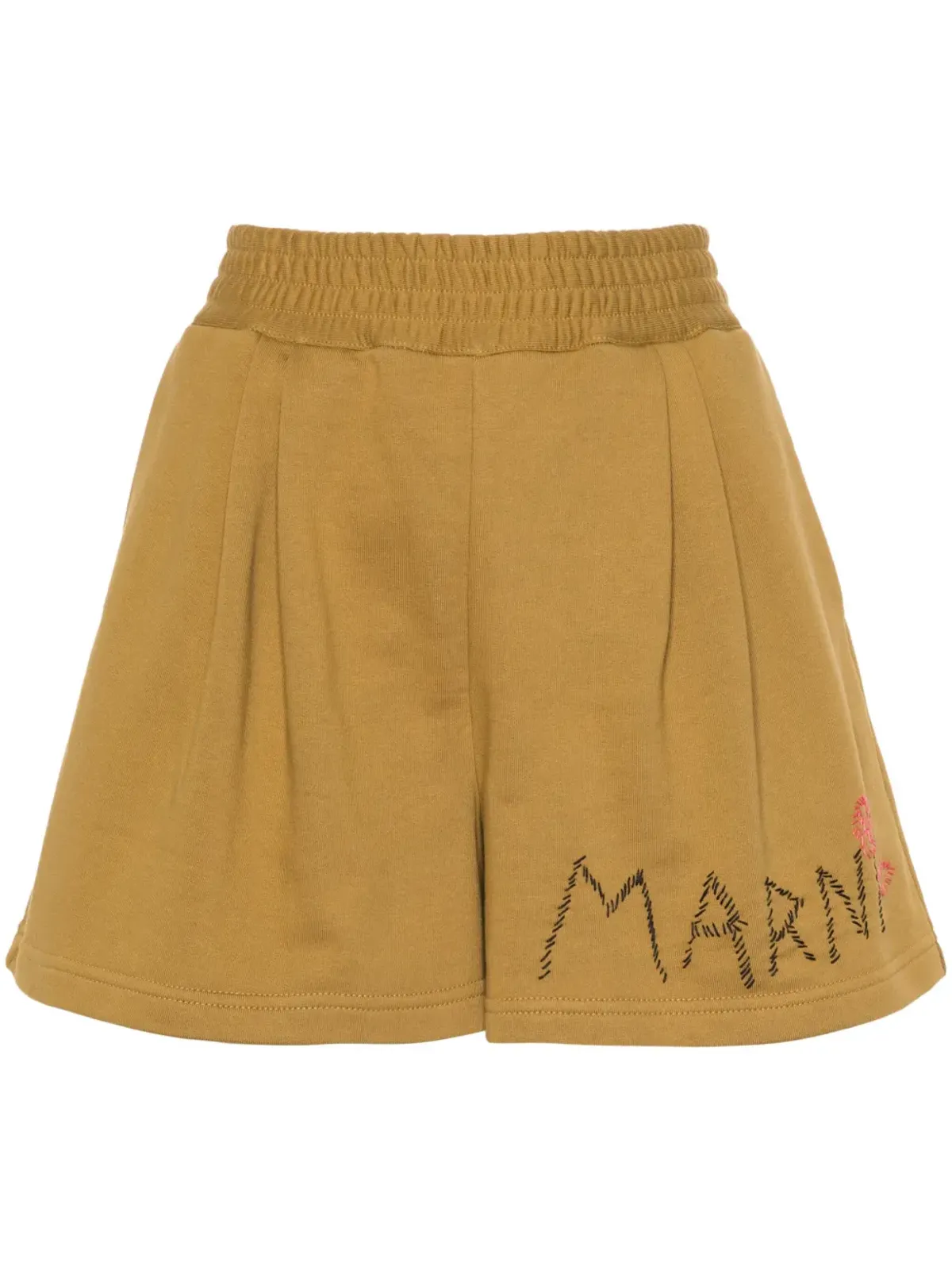 Marni ロゴ刺繍トラックショーツ イエロー - 画像1