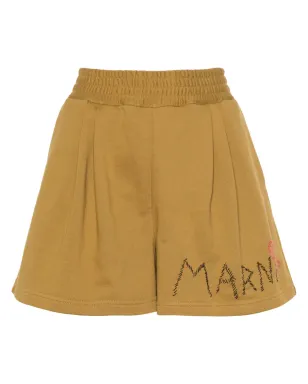 Marni ロゴ刺繍トラックショーツ イエロー - サムネイル1
