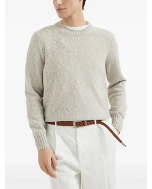 Brunello Cucinelli クルーネック メランジ セーター ホワイト - サムネイル3