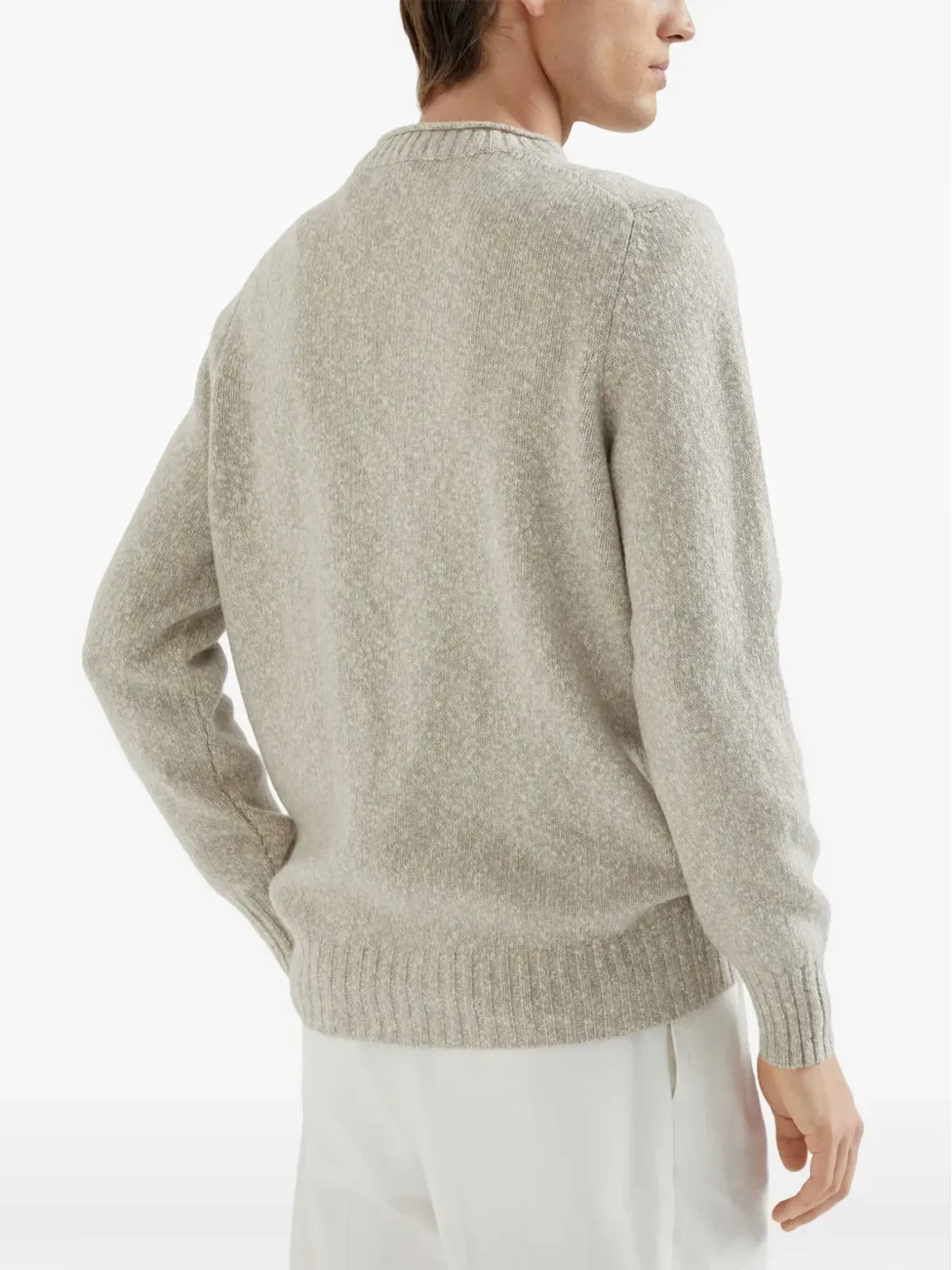 Brunello Cucinelli クルーネック メランジ セーター ホワイト - 画像4