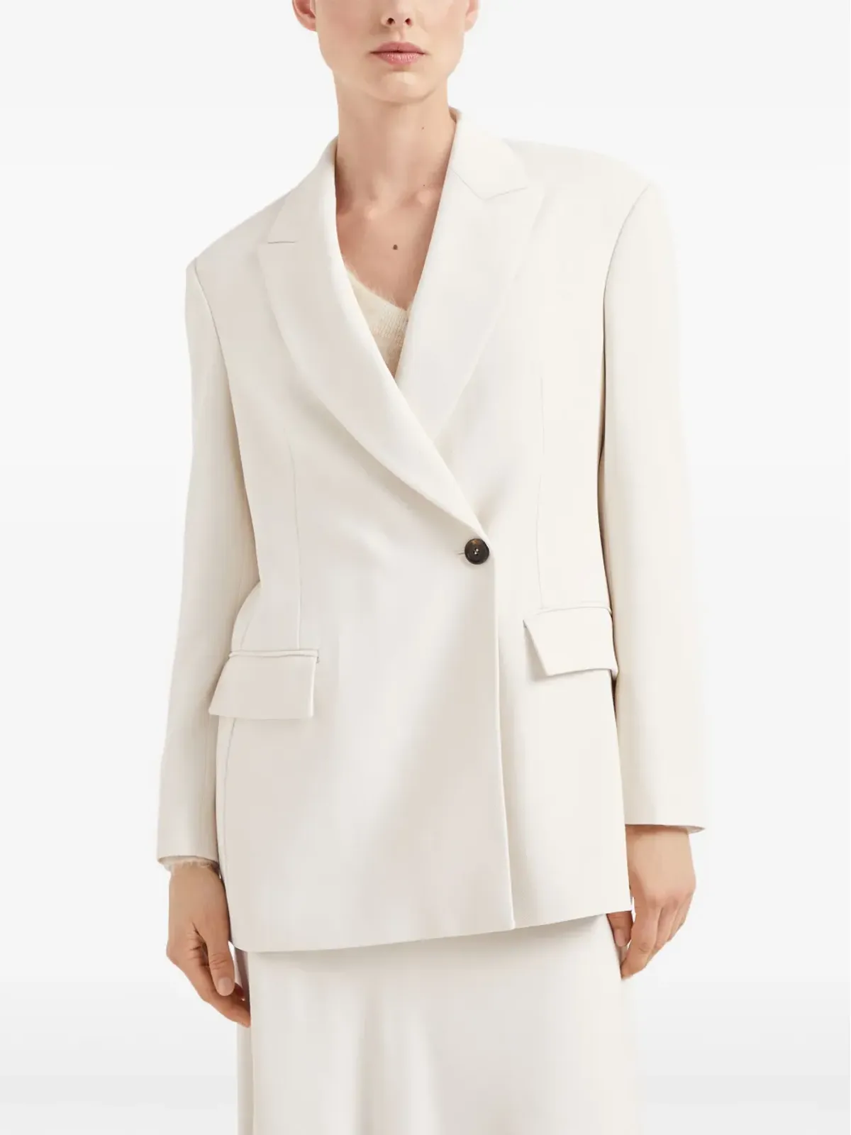 Brunello Cucinelli シングルボタン ブレザー - ホワイト - 画像3