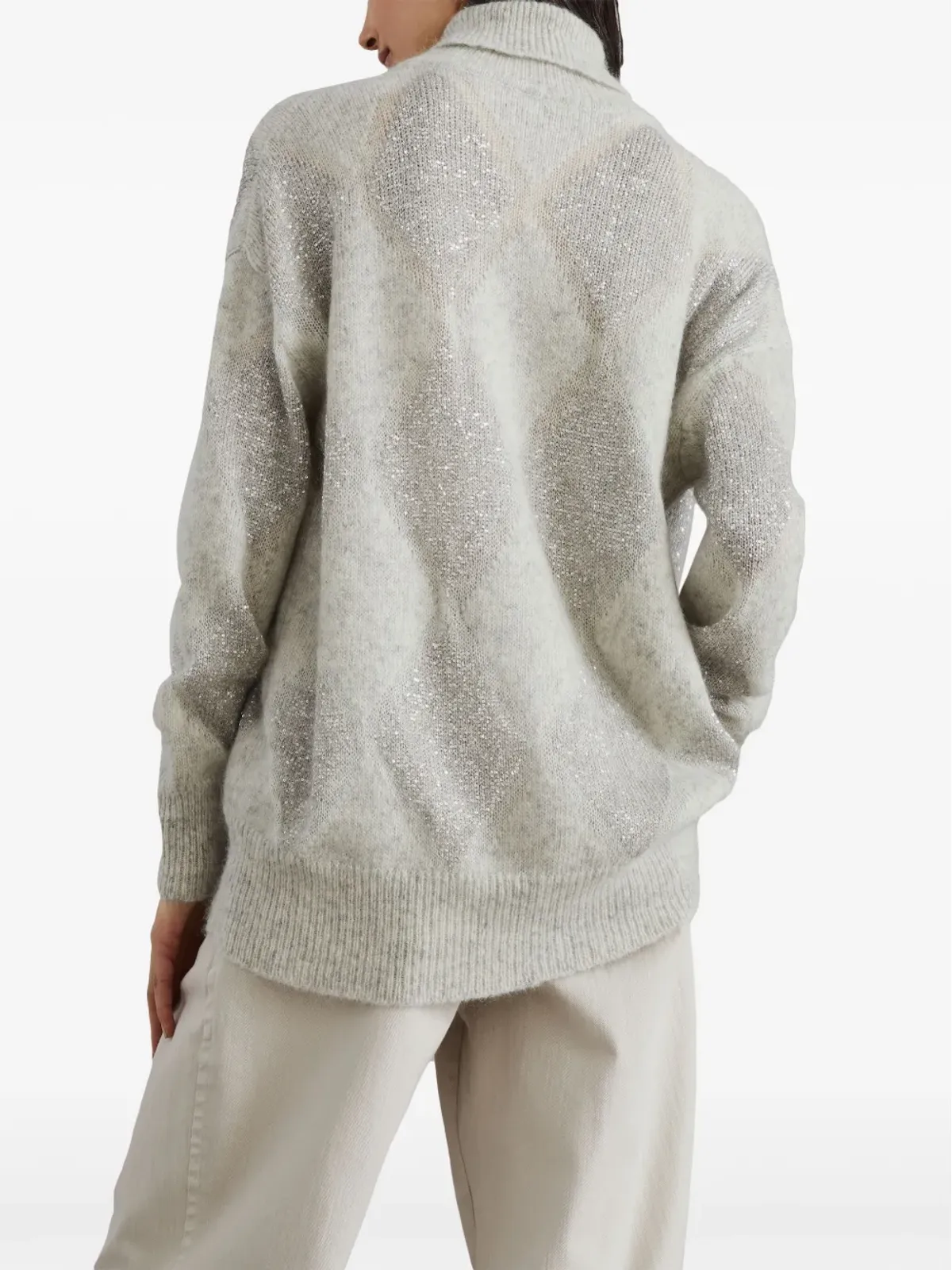 Brunello Cucinelli スパンコール付き タートルネック セーター - ホワイト - 画像4