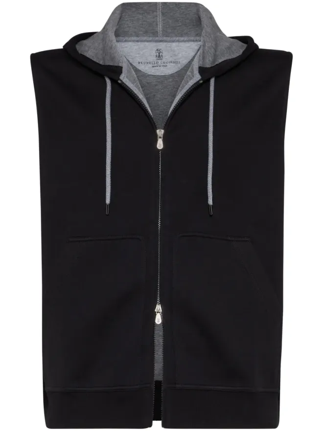 Brunello Cucinelli Brunello Cucinelli 袖なしジップアップフーディー - ブラックの商品画像