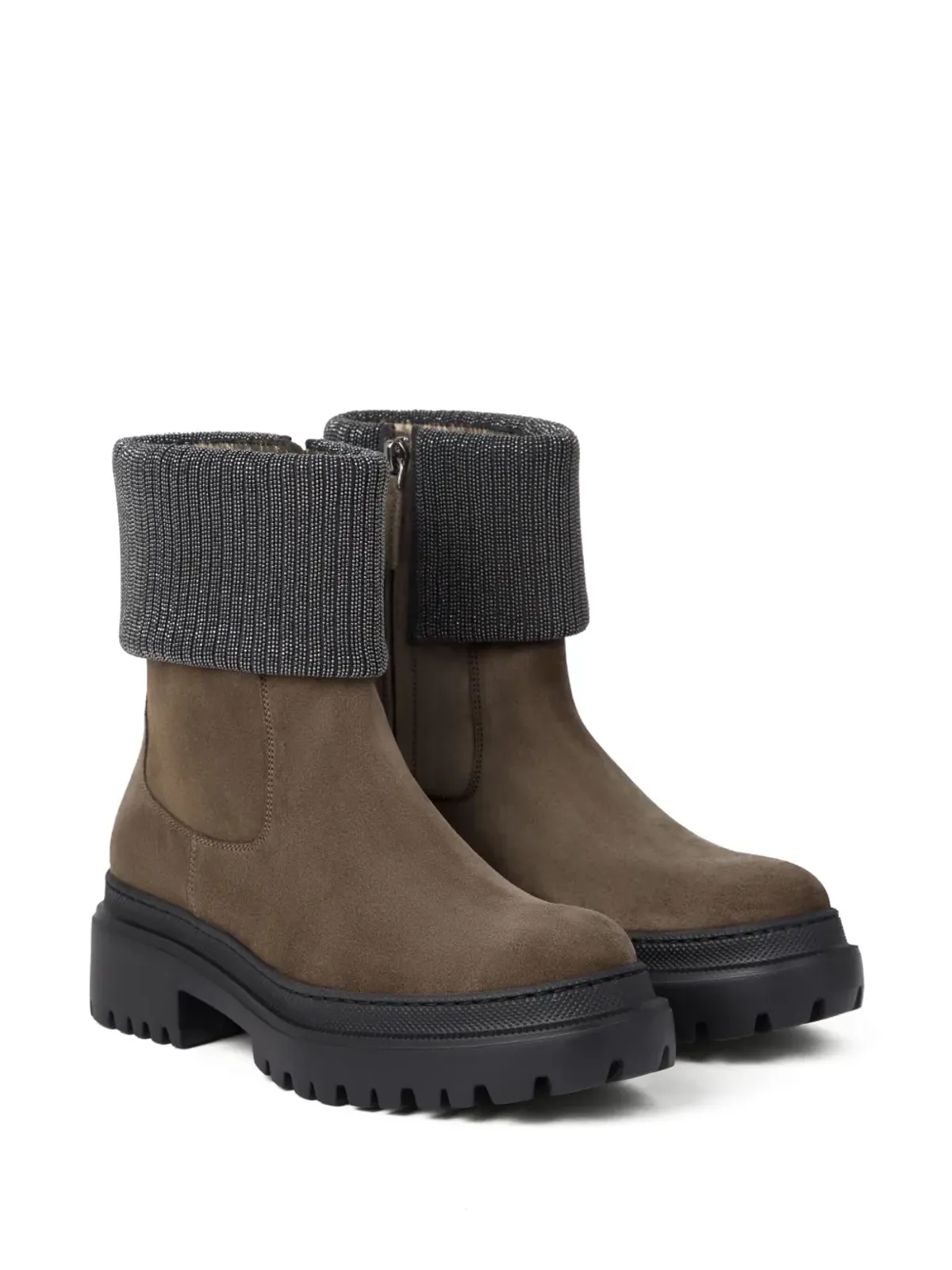 Brunello Cucinelli モニリ-トリム ブロックヒール アンクルブーツ - ブラウン - 画像2