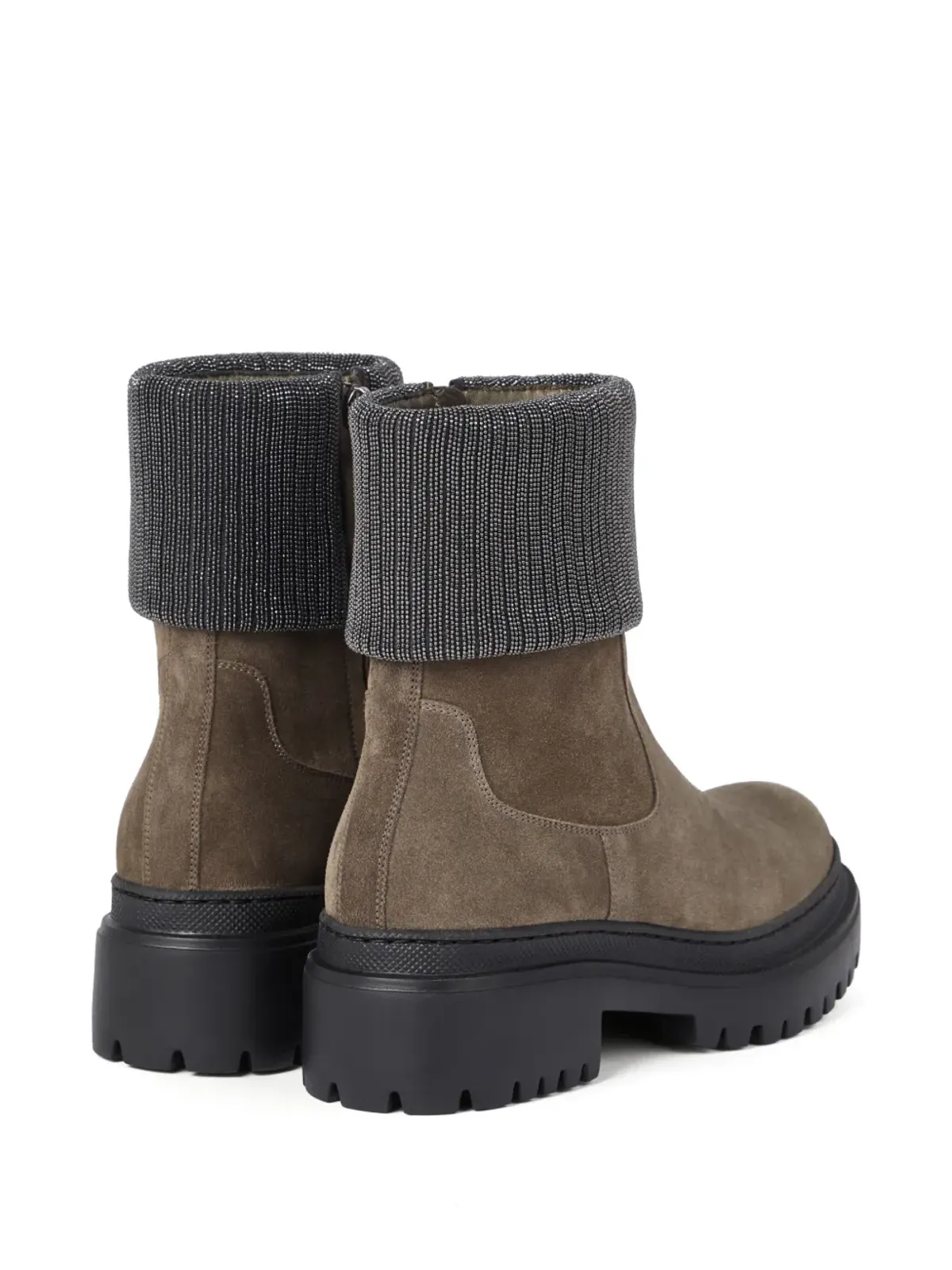 Brunello Cucinelli モニリ-トリム ブロックヒール アンクルブーツ - ブラウン - 画像3